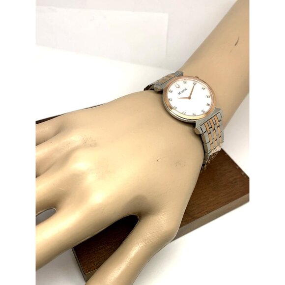 Bulova Women's Watch 98P192 Quartz Diamond White Dial Mother of Pearl Two Tone - Picture 5 of 14